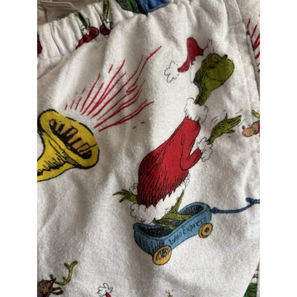 Pottery Barn Adult Pajama SET XS Dr. Seuss's Grinch Flannel Whoville READ - Picture 9 of 14